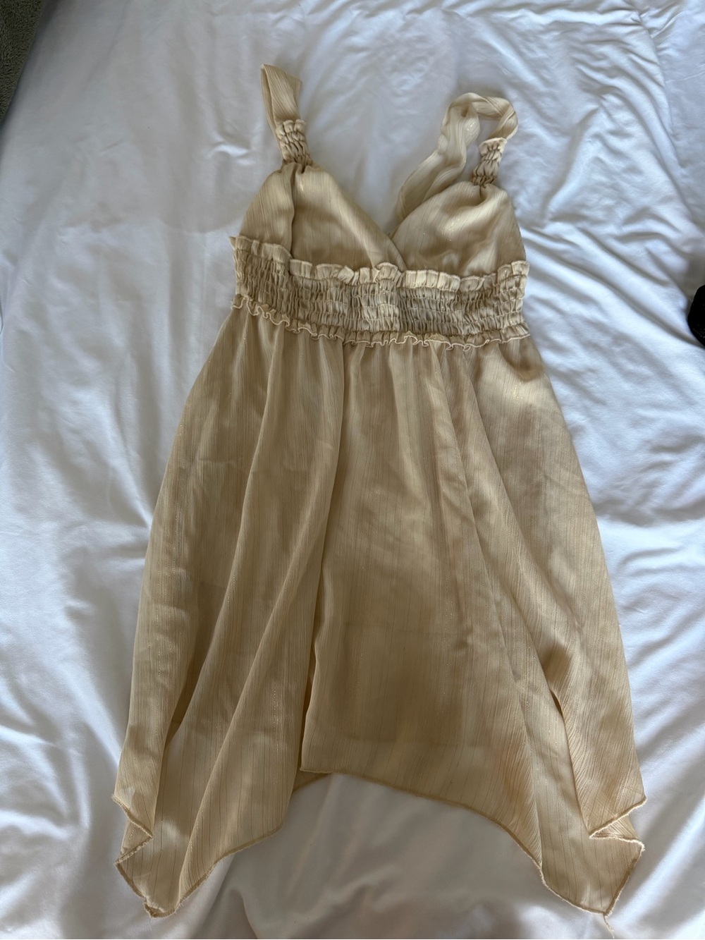 Women's Cream Smocked Halter Slip Dress